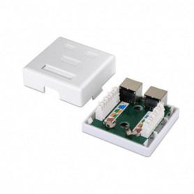 ROSETA DE SUPERFICIE PARA RJ45 CAT.6 FTP 2 TOMAS BLANCO NANOCABLE 10.21.1602