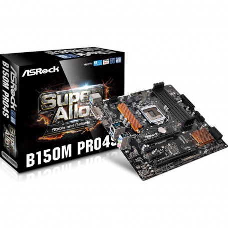 PLACA BASE S1151 ASROCK B150M PRO4S DDR4 PCIE SATA3 USB3 PCI DVI M-ATX