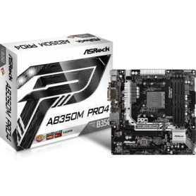 PLACA BASE AMD SAM4 ASROCK AB350M PRO4 DDR4 PCIE SATA3 2PCI HDMI DVI M-ATX
