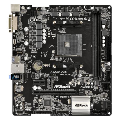 PLACA BASE AMD SAM4 ASROCK A320M-DGS DDR4 PCIE SATA3 2PCI DVI M-ATX